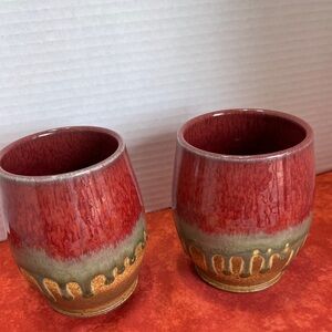Paul Ray Signed Handmade Ceramic Wine Tumblers set of Two